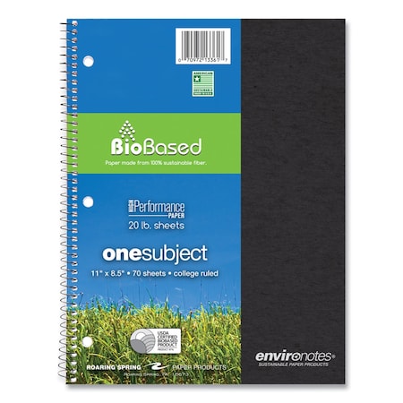 Roaring Spring Environotes BioBased Notebook, 1 Subject, Medium/College Rule, Earthtone Covers, 11x8.5, 70 Sheets 13361